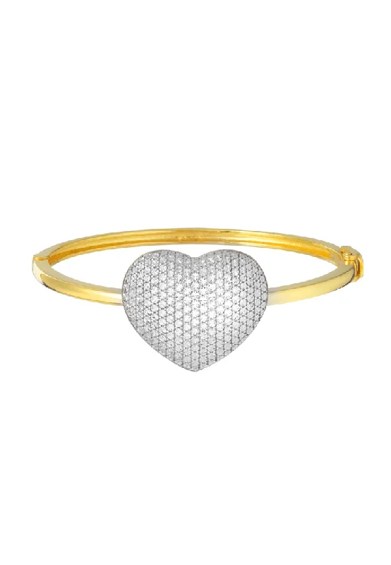 Bangle Bracelets with Birthstone AccentsTOMEI Diamond Cut Collection Heart Bangle, Yellow Gold 916