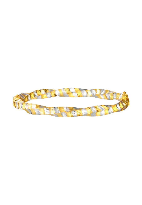 Stackable Bangle Sets for a Trendy LookTOMEI Dual-Tone Twisted Bangle, Yellow Gold 916