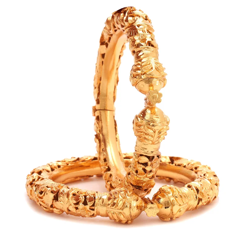 Solid Gold Bangles with Intricate EngravingsTimeless Art Latapata Bala - Two Pieces