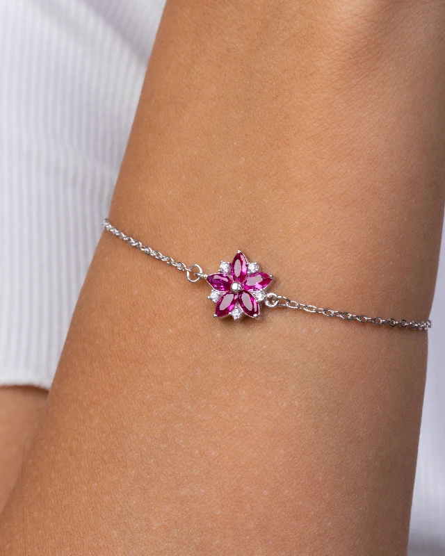 Enamel - Coated Bangles in Vibrant ColorsZircon Pink Flower Bracelet