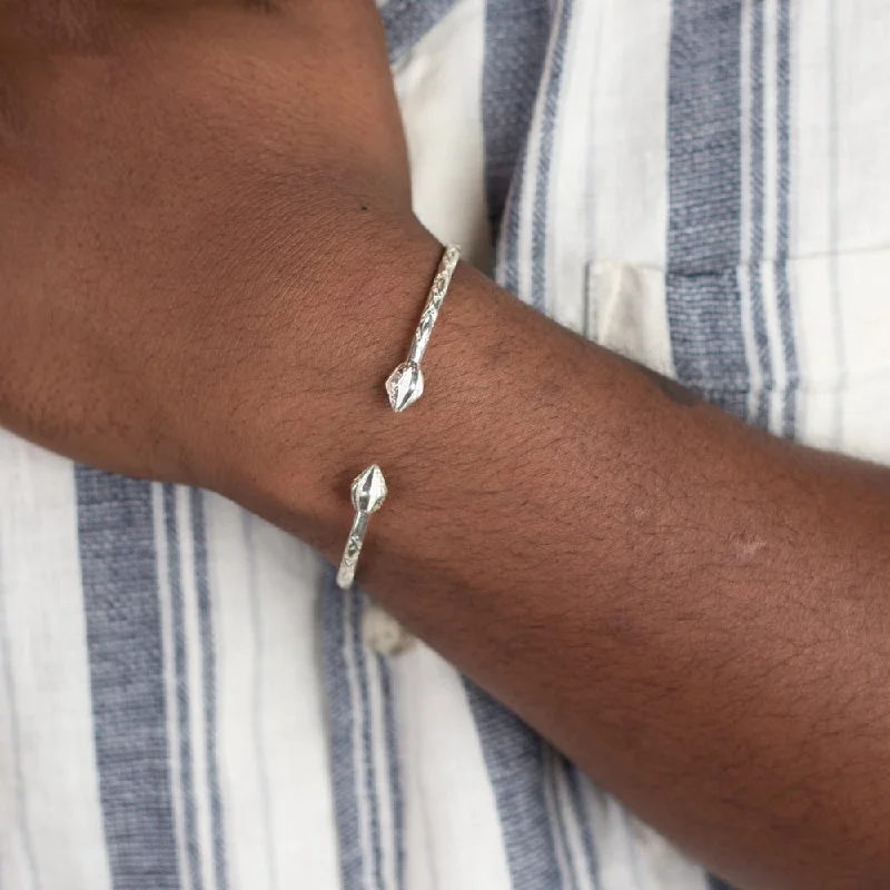 Adjustable Leather Bangles for a Bohemian StyleLight Cocoa Pod Bangle with Diamante Pattern