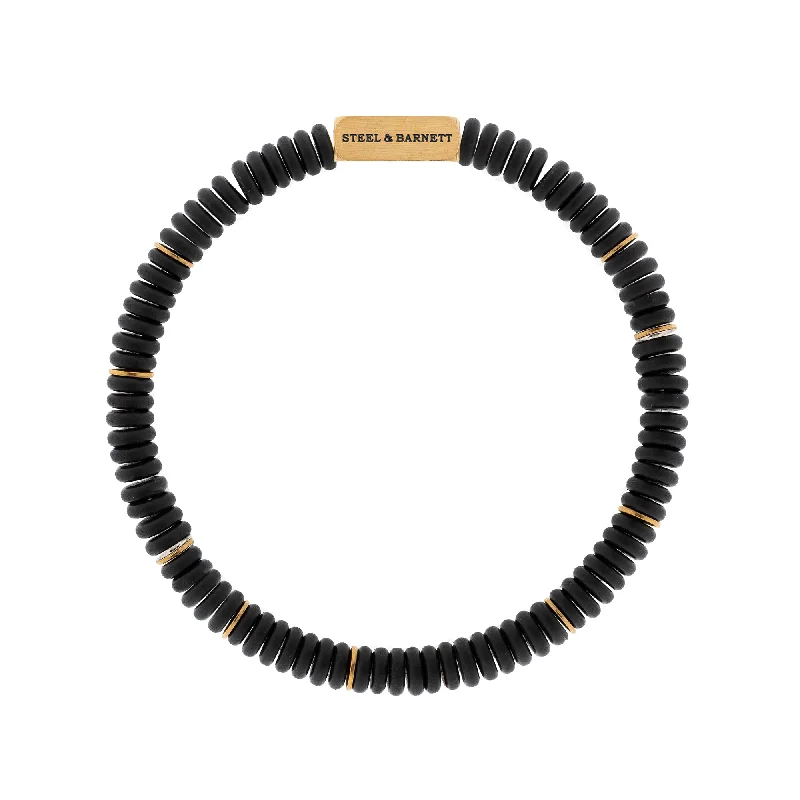 Enamel - Coated Bangles in Vibrant ColorsBlack Onyx Gold Two Tone Disc Bracelet