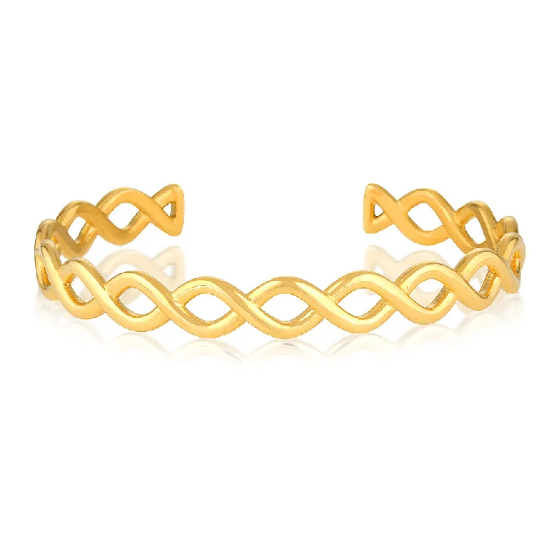 Solid Gold Bangles with Intricate EngravingsLumi Cuff Gold