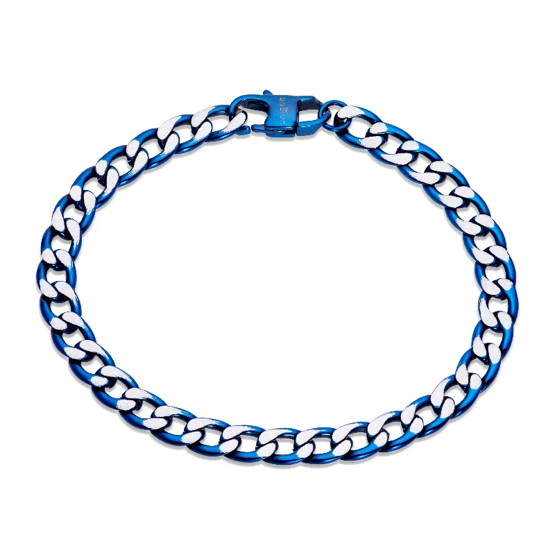 Stackable Bangle Sets for a Trendy LookUnique & Co Blue IP Plated Matte Steel Chain Bracelet