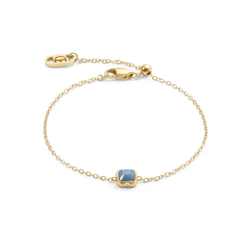 Solid Gold Bangles with Intricate EngravingsCoeur De Lion Gold March Birthstone Blue Aventurine Bracelet