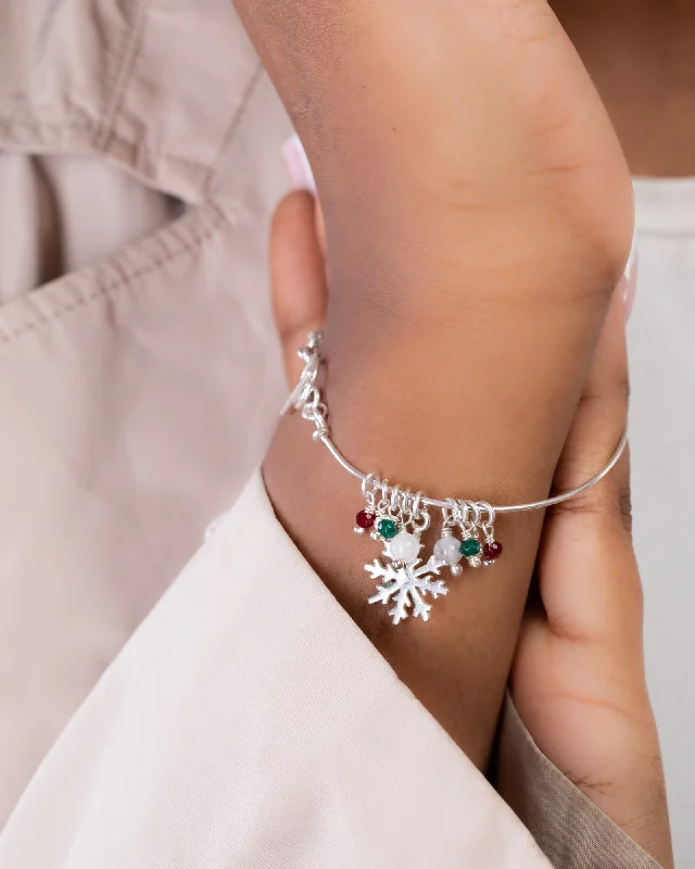 Bangle Bracelets with Birthstone AccentsColored Snowflake Bracelet