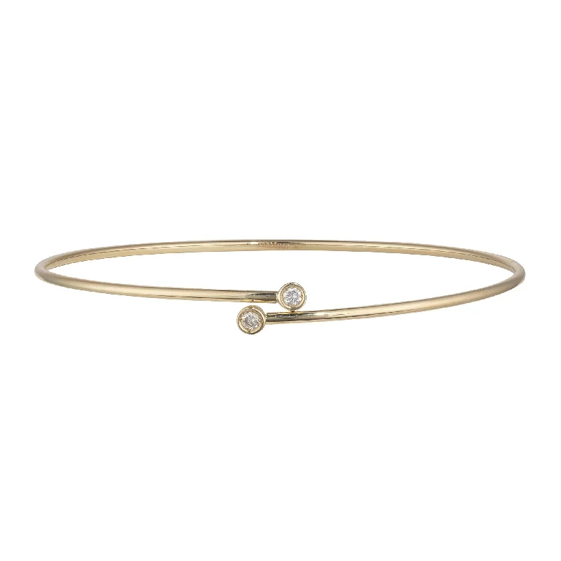 Adjustable Leather Bangles for a Bohemian Style9kt Yellow Gold 0.10ct Diamond Flexi Bangle