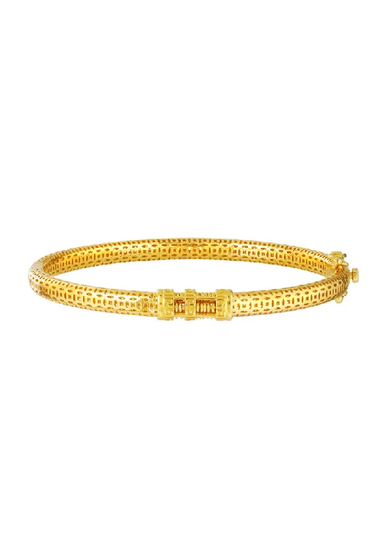 Stackable Bangle Sets for a Trendy LookTOMEI Auspicious Pattern Abacus Bangle, Yellow Gold 916