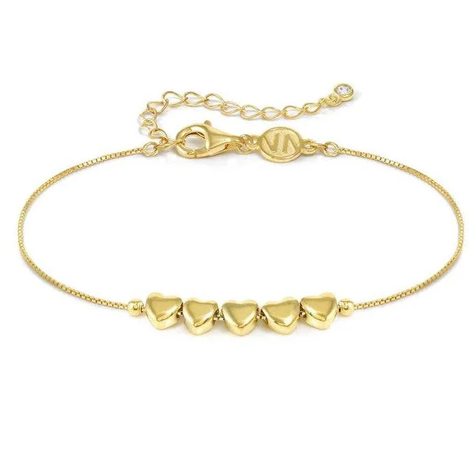 Solid Gold Bangles with Intricate EngravingsNomination Gold Vermeil Cubic Zirconia 5 Heart Bracelet