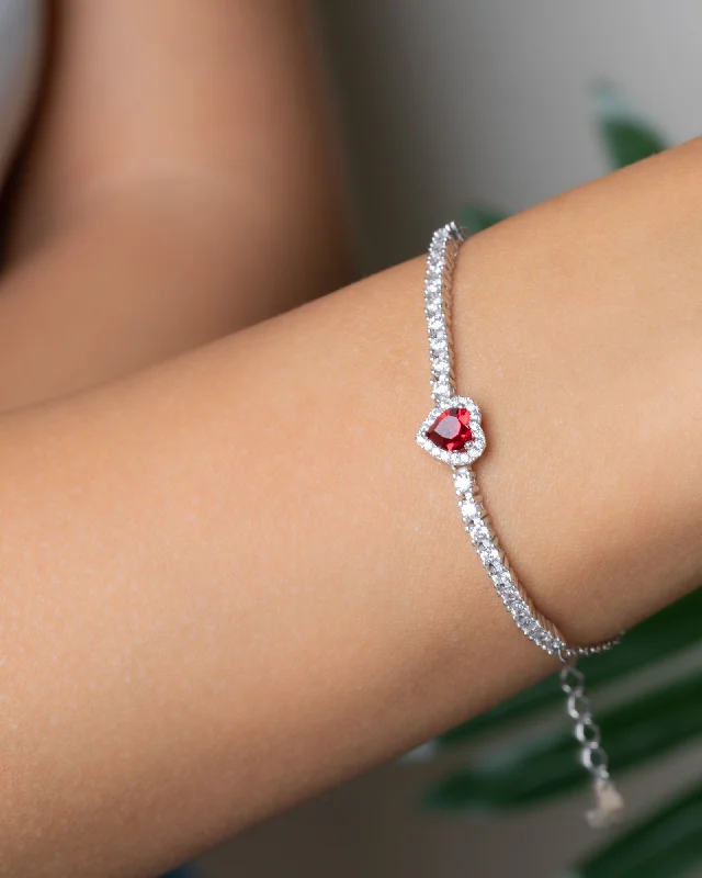 Stackable Bangle Sets for a Trendy LookZircon Red Heart Tennis Bracelet