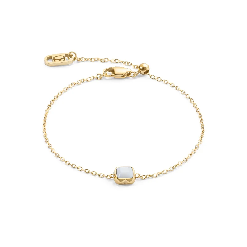 Solid Gold Bangles with Intricate EngravingsCoeur De Lion Gold April Birthstone White Quartz Bracelet