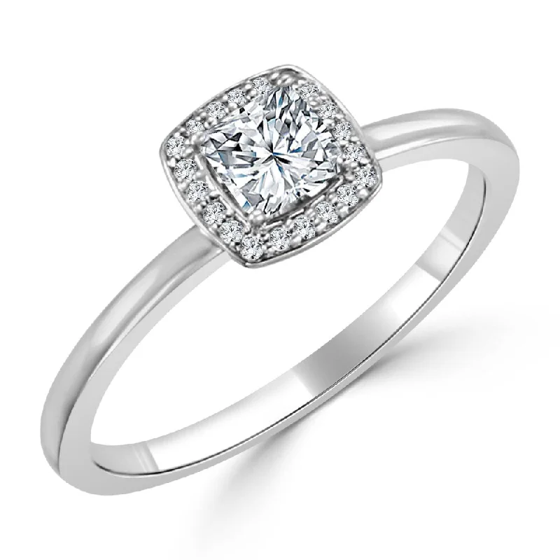 Minimalist Engagement Rings for a Simple and Elegant Look10K Gold Princess-Cut 1/3ct TDW Diamond Halo Engagement Ring