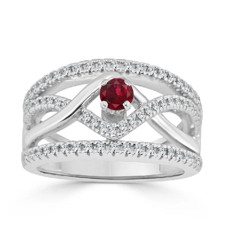 Affordable Engagement Rings with High - Quality Simulated Diamonds14k Gold Infinity Inspired 1/4ct Ruby and 1/6ct TDW Diamond Engagement Ring by Auriya