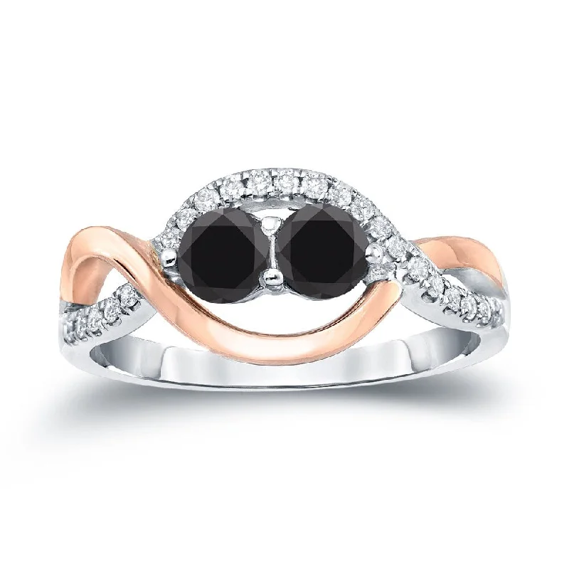 Art Deco Engagement Rings with Geometric PatternsRose Gold Engagement Rings for a Romantic Touch14k Two-Tone Rose Gold 3/4ct TDW Infinity 2-Stone Black Diamond Ring by Auriya (SI2-SI3)