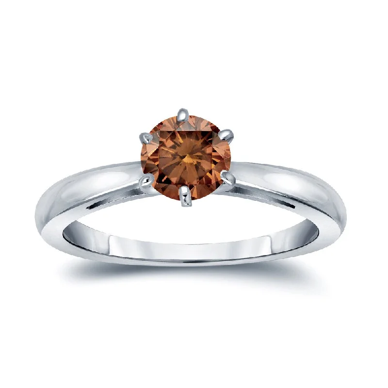 Minimalist Engagement Rings for a Simple and Elegant LookAuriya 1/2ctw 6 Prong Round Solitaire Brown Diamond Ring 14k Gold