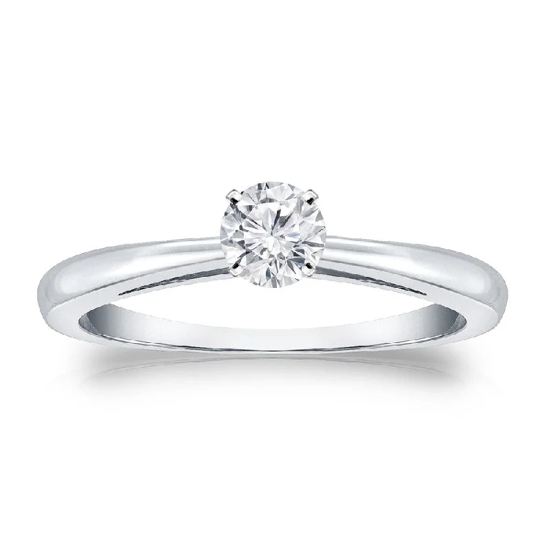 Affordable Engagement Rings with High - Quality Simulated DiamondsAuriya 1/4ct TDW Round-cut Solitaire Diamond Engagement Ring Platinum