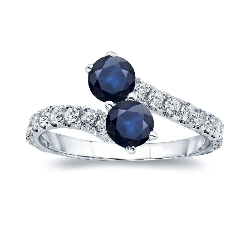 Minimalist Engagement Rings for a Simple and Elegant LookAuriya 14k Gold 1 1/2ct Blue Sapphire and 1/2ctw 2-stone Diamond Engagement Ring