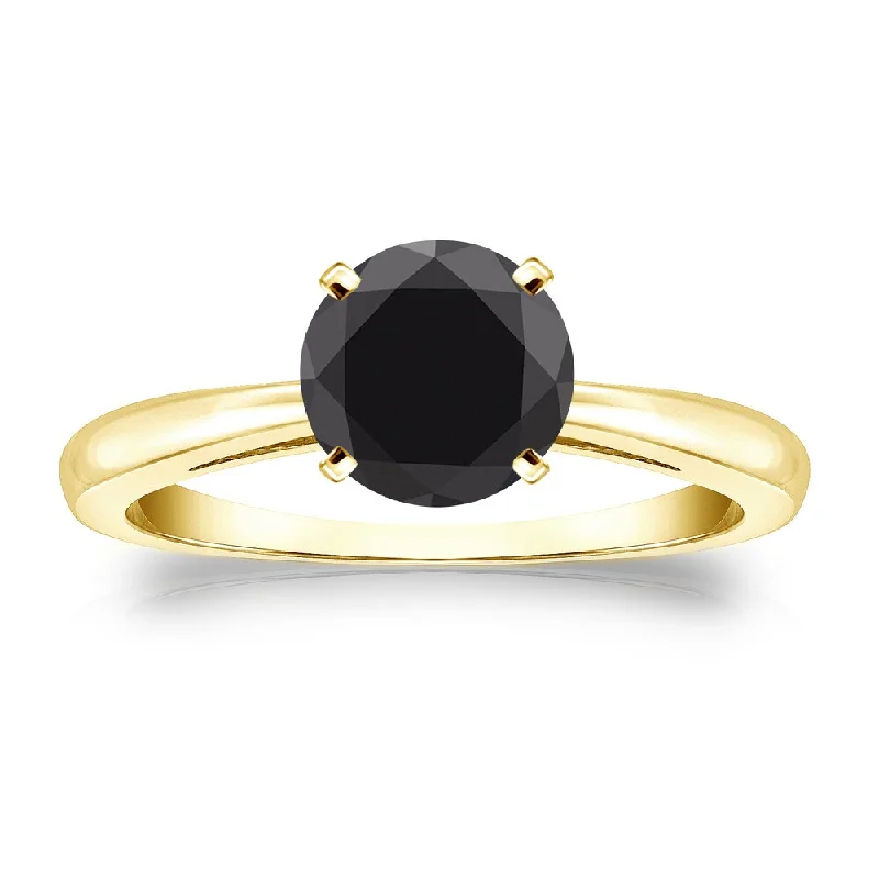 Affordable Engagement Rings with High - Quality Simulated DiamondsAuriya 14k Gold 1 1/4ct TDW Round Black Diamond Solitaire Engagement Ring