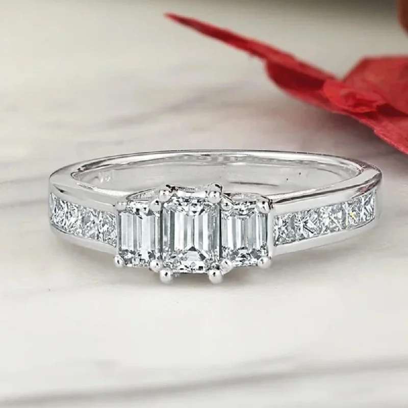 Minimalist Engagement Rings for a Simple and Elegant LookAuriya 14k Gold 1 1/4ctw Emerald-cut 3-Stone Diamond Engagement Ring