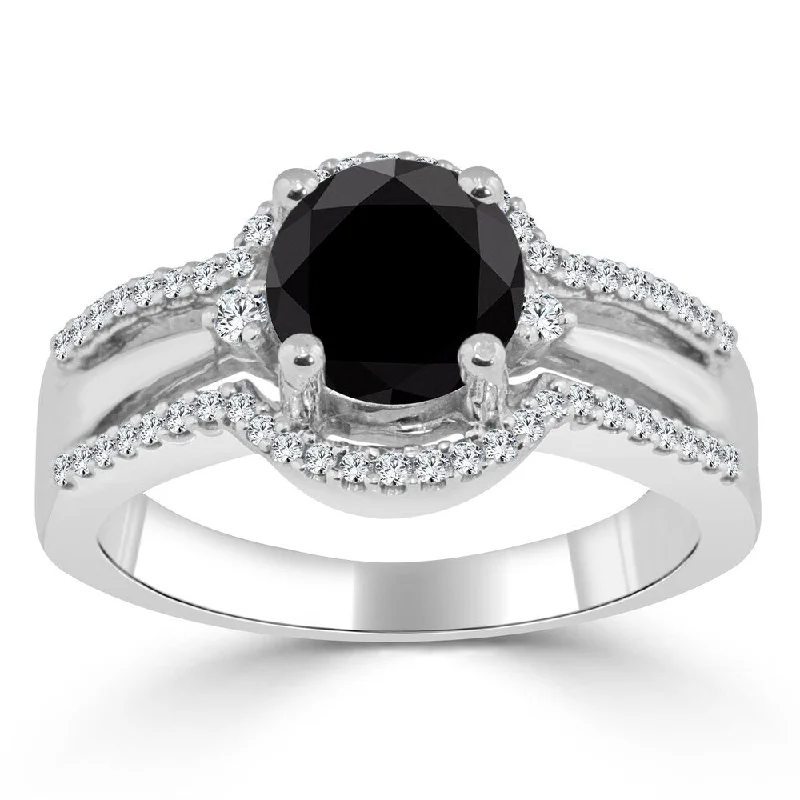 Engagement Rings with Hidden Halo Settings for Extra SparkleAuriya 14k Gold 1 1/5ctw Halo Black Diamond Engagement Ring