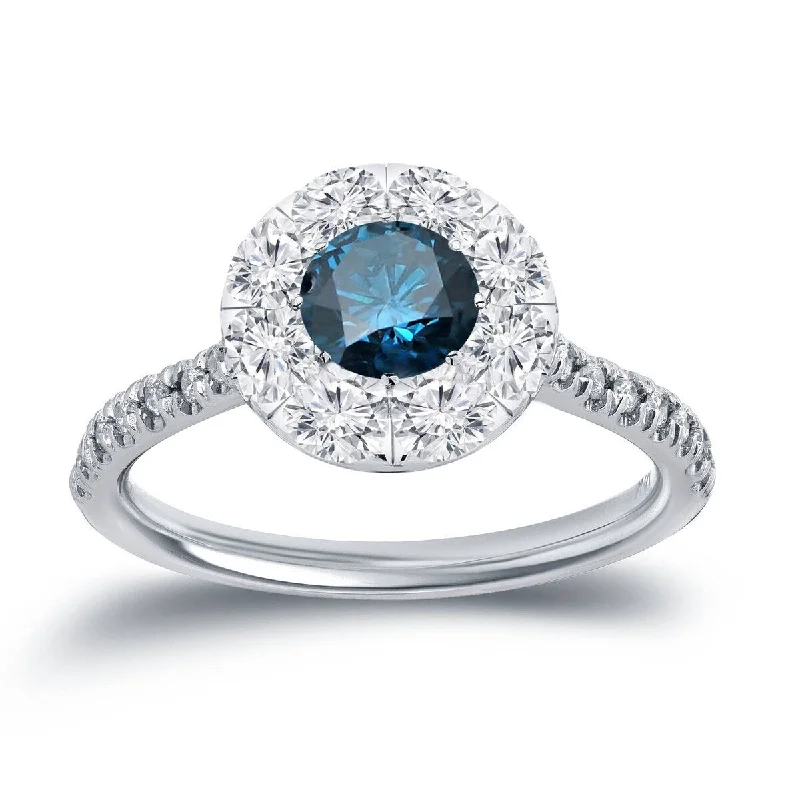 Engagement Rings with Hidden Halo Settings for Extra SparkleAuriya 14k Gold 1 1/6ctw Halo Blue Diamond Engagement Ring