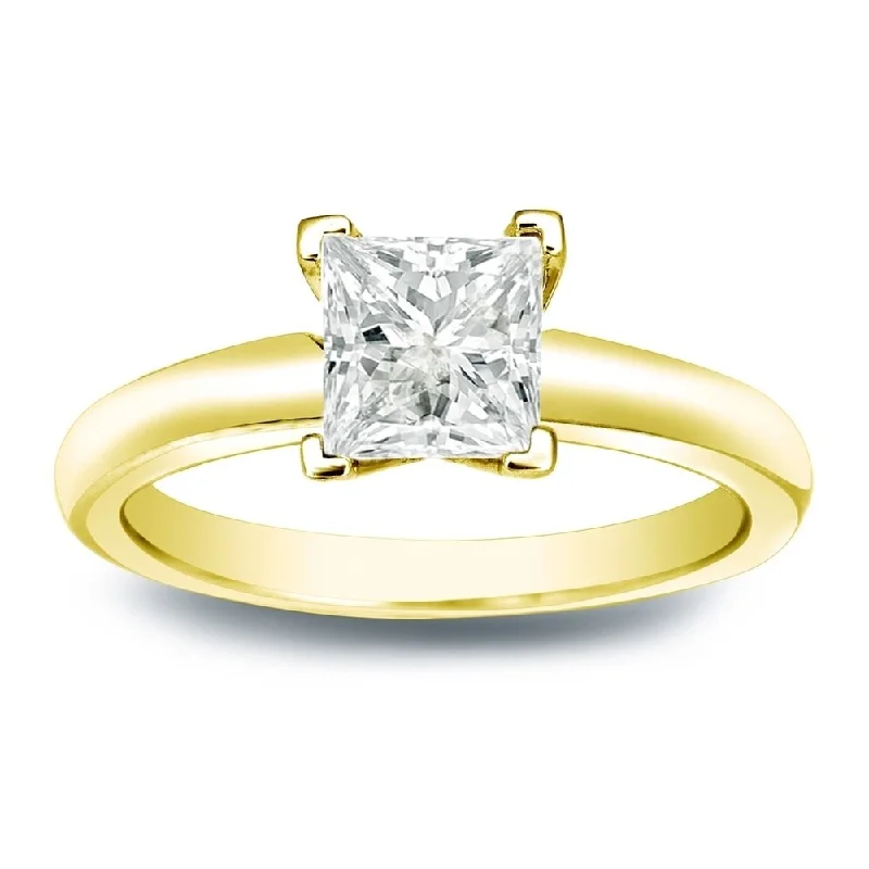 Affordable Engagement Rings with High - Quality Simulated DiamondsAuriya 14k Gold 1/3 carat TW Princess-cut Solitaire Diamond Engagement Ring (J-K, I1-I2)