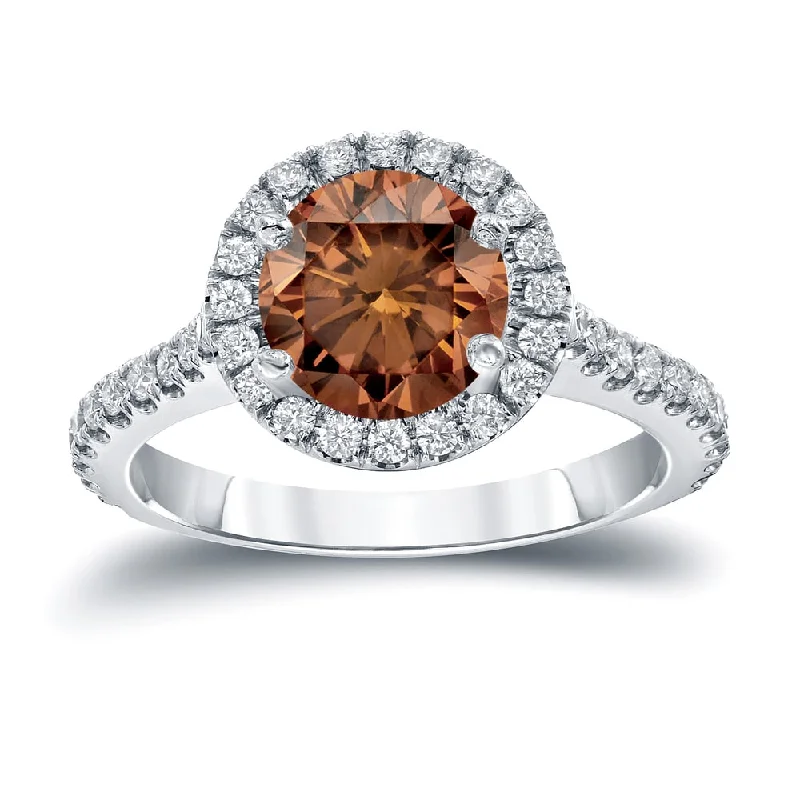 Affordable Engagement Rings with High - Quality Simulated DiamondsAuriya 14k Gold 2 2/5ctw Halo Brown Diamond Engagement Ring