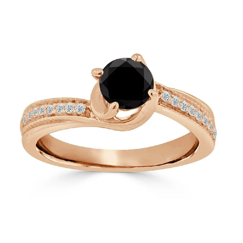 Art Deco Engagement Rings with Geometric PatternsRose Gold Engagement Rings for a Romantic TouchAuriya 14k Gold 3/4ctw Round Black Diamond Engagement Ring