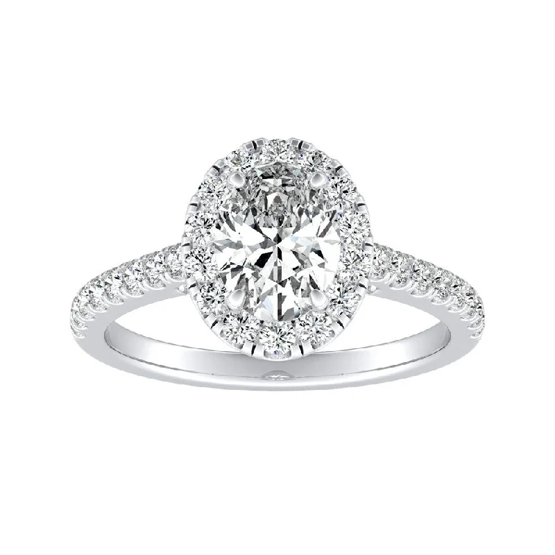 Affordable Engagement Rings with High - Quality Simulated DiamondsAuriya 14k Gold 9/10ctw Oval-cut Halo Diamond Engagement Ring