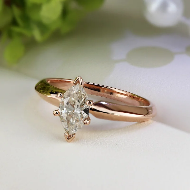 Minimalist Engagement Rings for a Simple and Elegant LookAuriya 14k Rose Gold 1/2ctw Marquise-cut Solitaire Diamond Engagement Ring