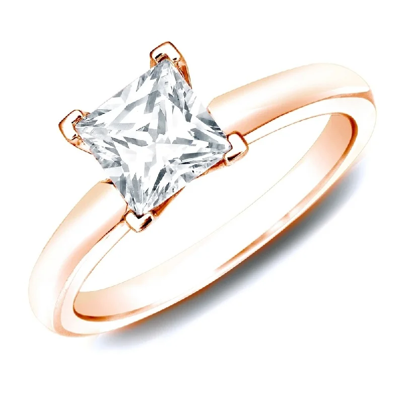 Minimalist Engagement Rings for a Simple and Elegant LookAuriya 14k Rose Gold 1ctw Princess Cut Solitaire Diamond Engagement Ring (H-I, SI1-SI2)