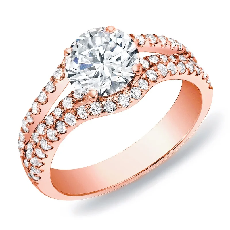 Engagement Rings with Hidden Halo Settings for Extra SparkleAuriya 14k Rose Gold 1ctw Triple Row Round Diamond Engagement Ring