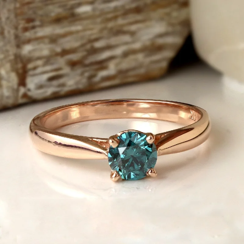 Minimalist Engagement Rings for a Simple and Elegant LookAuriya 14k Rose Gold 3/4ctw Solitaire Blue Diamond Engagement Ring