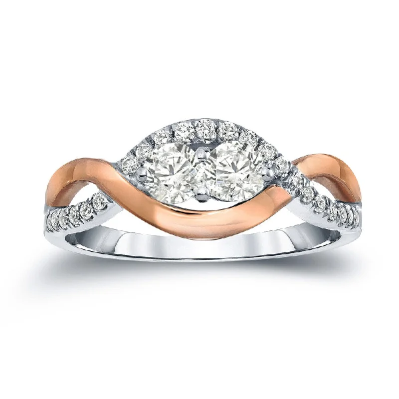 Art Deco Engagement Rings with Geometric PatternsRose Gold Engagement Rings for a Romantic TouchAuriya 14k Two-Tone Gold 1ct TDW 2-Stone Infinity Diamond Engagement Ring (J-K, I1-I2)