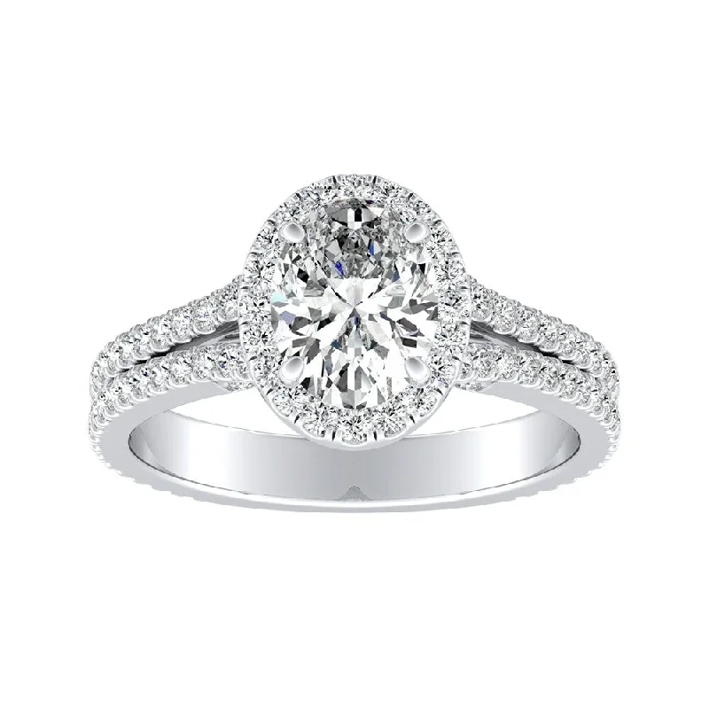 Affordable Engagement Rings with High - Quality Simulated DiamondsAuriya 18k Gold 1 1/3ctw Oval-cut Halo Diamond Engagement Ring (I-J, I1-I2)