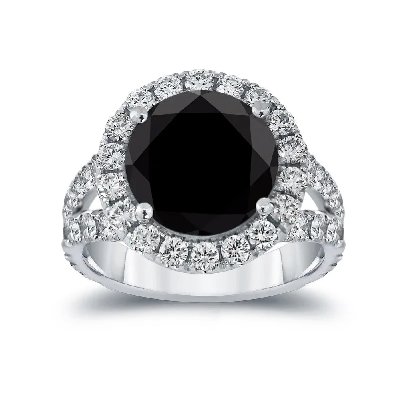 Engagement Rings with Hidden Halo Settings for Extra SparkleAuriya 18k Gold 6 carat TW Unique Black Diamond Halo Engagement Ring (H-I, VS1-VS2)