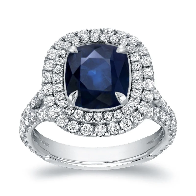 Minimalist Engagement Rings for a Simple and Elegant LookAuriya 3ct Cushion Cut Blue Sapphire and 1 1/5ctw Halo Diamond Engagement Ring 18K Gold