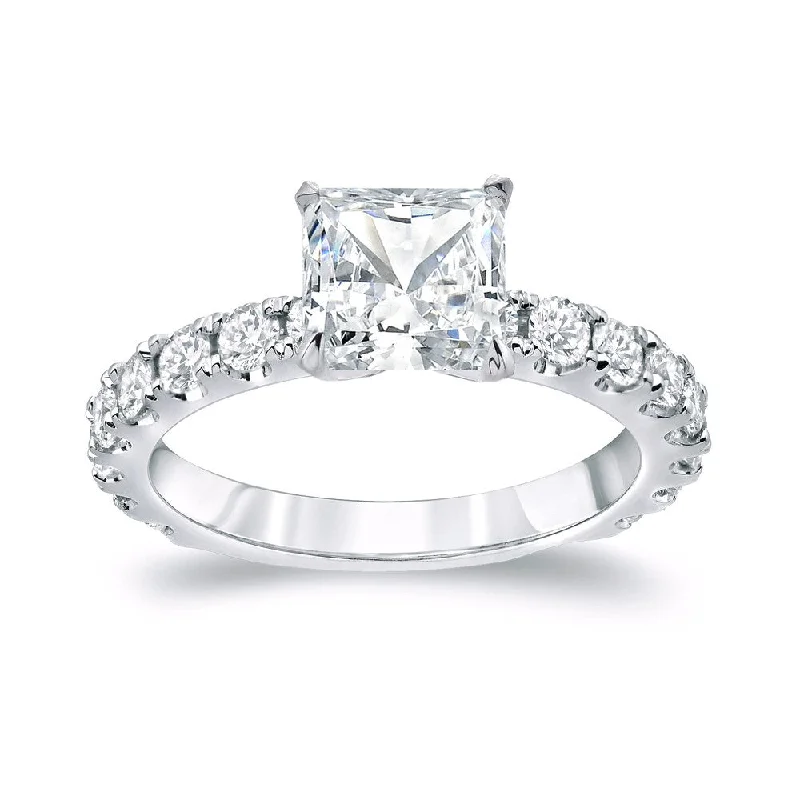 Engagement Rings with Hidden Halo Settings for Extra SparkleAuriya Classic 2 1/2ctw Princess-Cut Diamond Engagement Ring Platinum Certified (H-I, SI1-SI2)