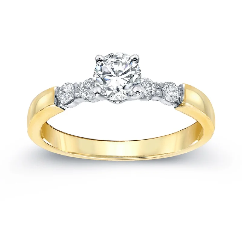 Engagement Rings with Hidden Halo Settings for Extra SparkleAuriya Classic 3/4ctw Round 5-Stone Diamond Engagement Ring 14K Gold