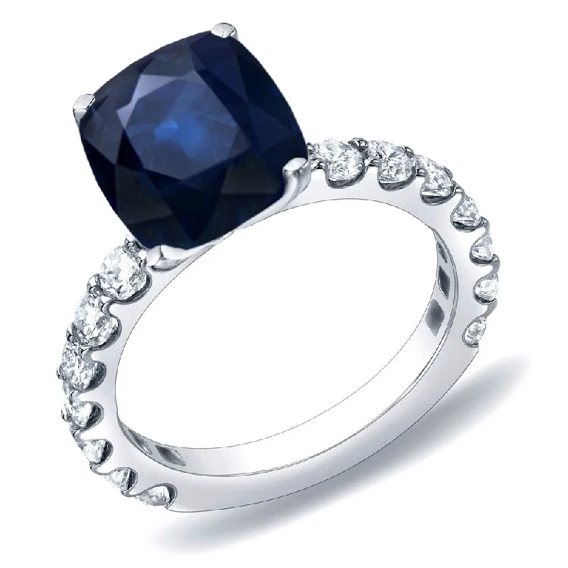 Affordable Engagement Rings with High - Quality Simulated DiamondsAuriya Cushion-Cut 1 1/2ct Sapphire and 1cttw Diamond Engagement Ring 14k Gold