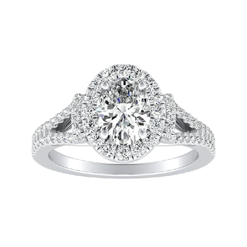 Minimalist Engagement Rings for a Simple and Elegant LookAuriya Platinum 1 1/10ctw Modern Oval Halo Diamond Engagement Ring (I-J, I1-I2)