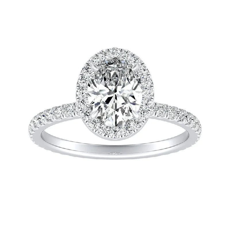 Affordable Engagement Rings with High - Quality Simulated DiamondsAuriya Platinum 1 1/3ctw Oval-cut Halo Diamond Engagement Ring (I-J, I1-I2)