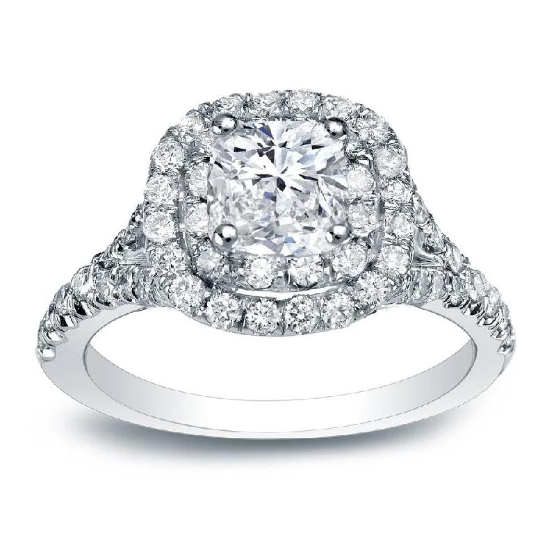 Affordable Engagement Rings with High - Quality Simulated DiamondsAuriya Platinum 1 3/4ctw Cushion-cut Double Halo Diamond Engagement Ring Certified