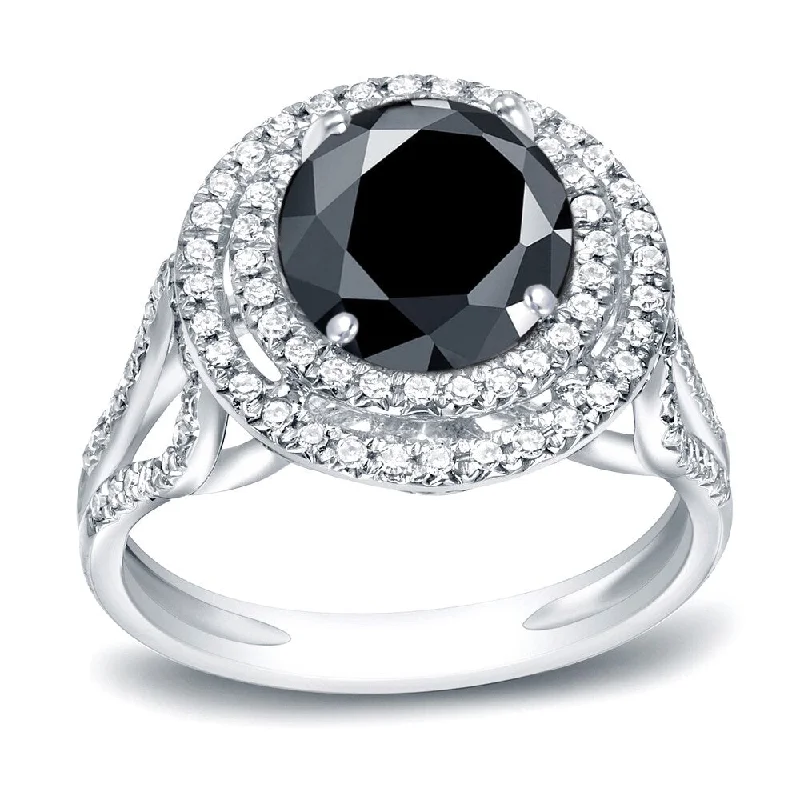 Minimalist Engagement Rings for a Simple and Elegant LookAuriya Platinum 2ct TDW Round Black Diamond Halo Engagement Ring