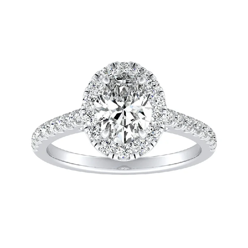 Affordable Engagement Rings with High - Quality Simulated DiamondsAuriya Platinum 9/10ctw Oval-cut Halo Diamond Engagement Ring