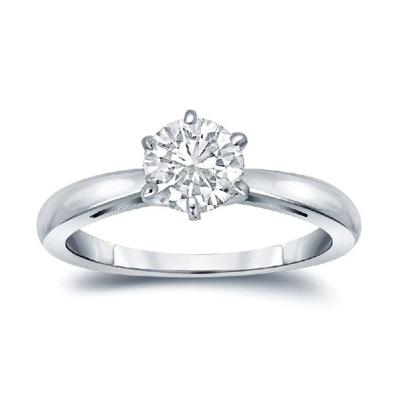 Affordable Engagement Rings with High - Quality Simulated DiamondsAuriya Platinum Certified 1.50ct TDW Round 6-Prong Solitaire Diamond Engagement Ring