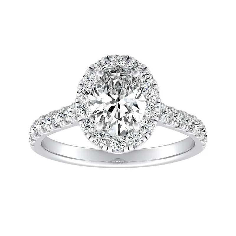 Engagement Rings with Hidden Halo Settings for Extra SparkleAuriya Platinum Classic Oval-cut 1 1/3cttw Halo Diamond Engagement Ring