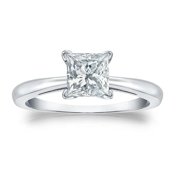 Minimalist Engagement Rings for a Simple and Elegant LookAuriya Platinum GIA Certified 1.00-Carat TDW Princess-Cut Solitaire Diamond Engagement Ring