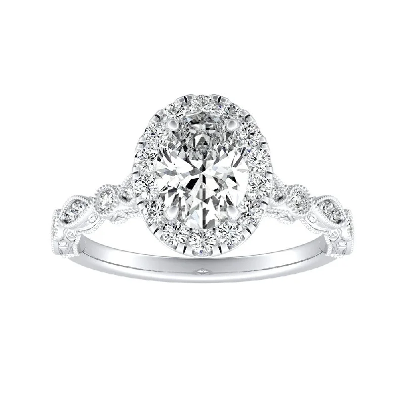 Engagement Rings with Hidden Halo Settings for Extra SparkleAuriya Platinum Vintage Oval-cut 5/8ctw Halo Diamond Engagement Ring (I-J, I1-I2)