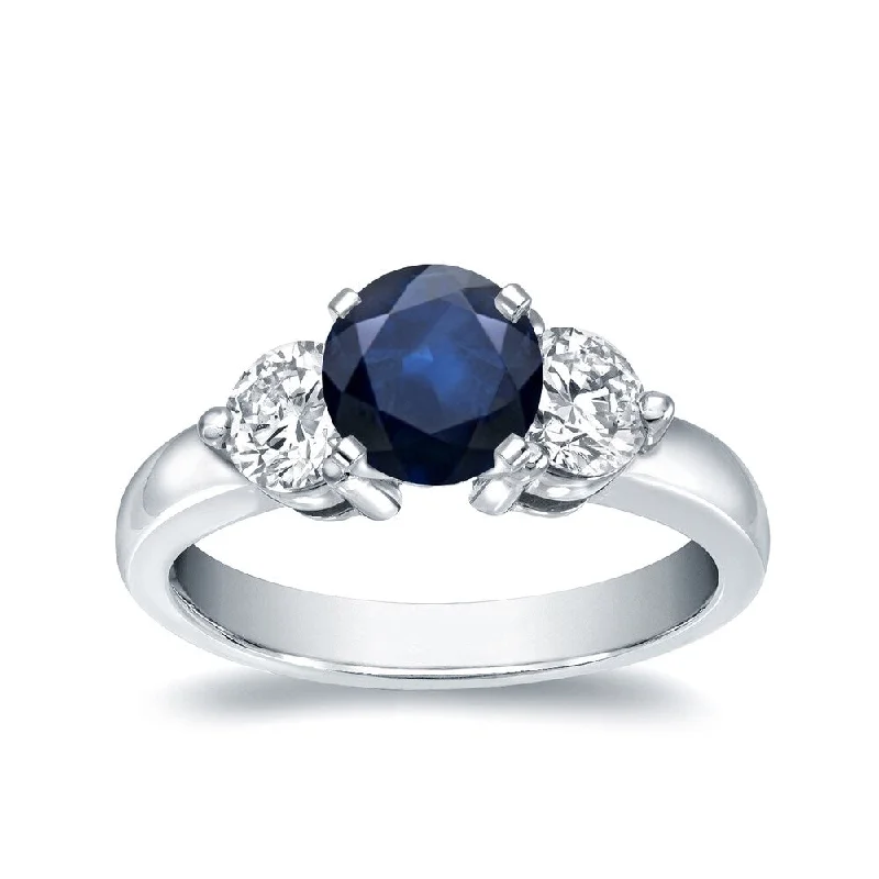 Minimalist Engagement Rings for a Simple and Elegant LookAuriya Round 3-Stone 3/5ct Sapphire and 2/5ct TDW Diamond Engagement Ring 14k White Gold